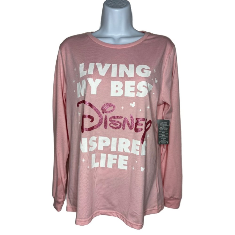 NWT Disney Women's Sz L Pink Graphic Long Sleeve Tshirt